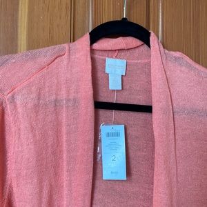 Chico’s coral sweater, rayon/ramie. Size 2(10-12 misses).